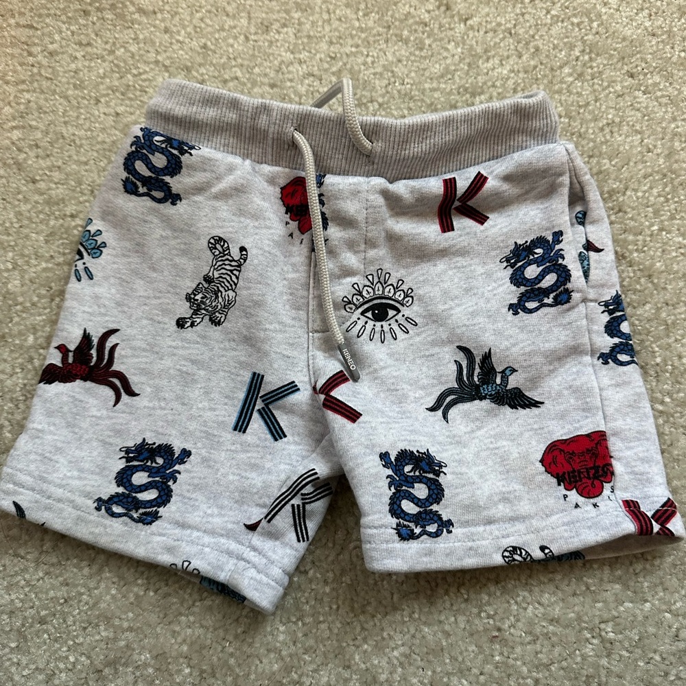 Kenzo Kids Gray Graphic Print Shorts 2T